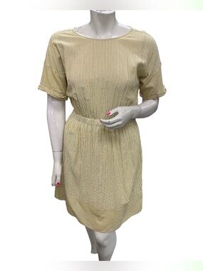 Doe & Rae Pale Yellow Striped Mini Dress Size L